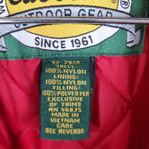 Vtg 90s Cabela's Men Sz XL Red/Gray Full Zip/Snaps Hooded Varsity Bomber Jacket - Picture 6 of 15